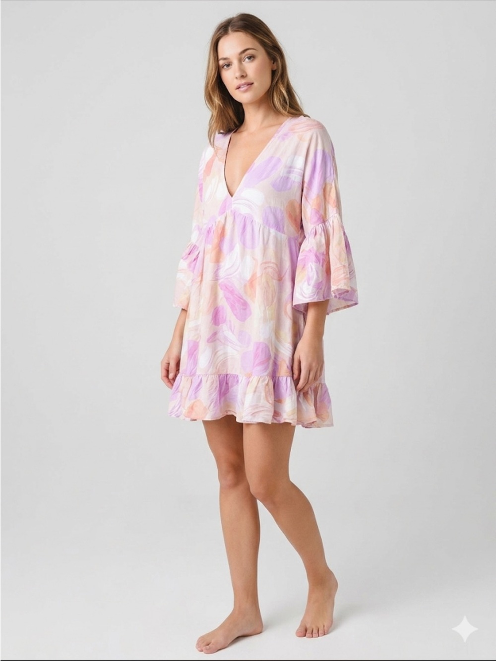 Label of Love Pastel Swirl V-Neck Dress